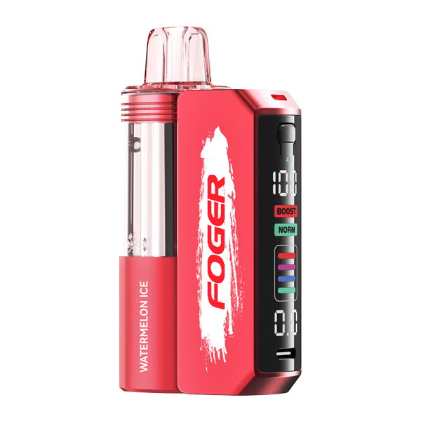 A close-up of a modern foger vape refill system showing the clean, modular design.
