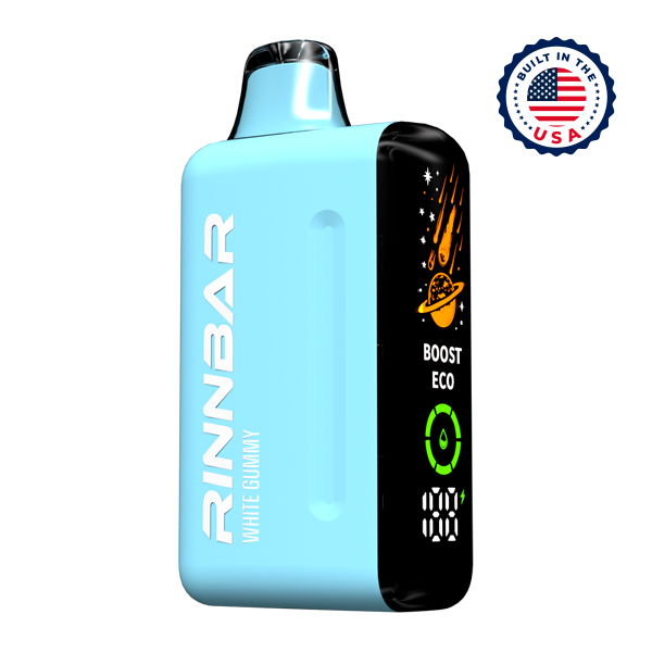 Close-up of a light up vape device showing the LED color changing from green to red, indicating battery status