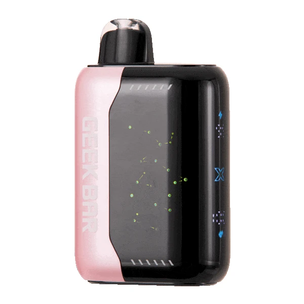 exploded view of geek bar pink and blue flavor pulse x battery and coil