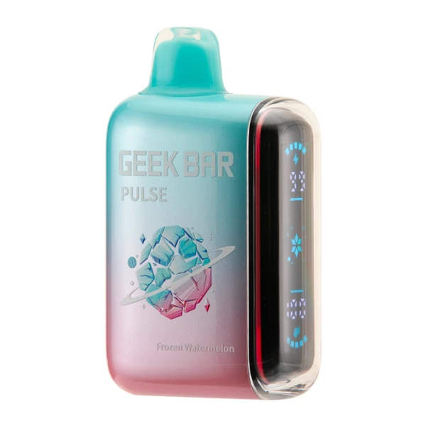 Customer holding authentic Geek Bar Pulse box to verify hologram when they buy geek bars online