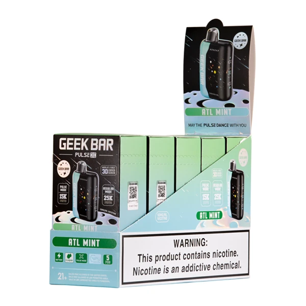 real-world customer using sour blue dust geek bar outdoors with city skyline